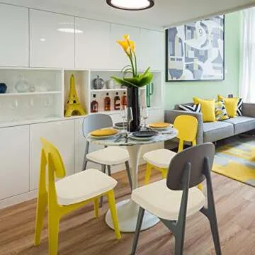 BUYUE Friendly Woven Fabric 14x14 Magnetic Cushions for Metal Chair Set of 4, Enhanced Anti-Slip Seat Pads for Dining Kitchen Café Stackable Chairs (U-Shape, Beige, 4 Counts)