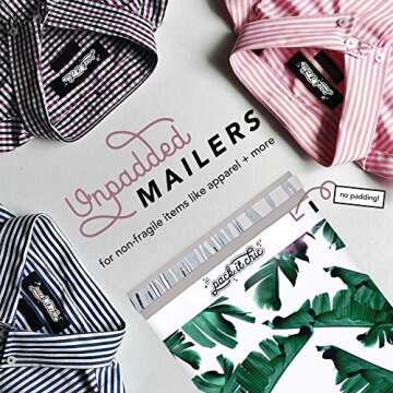 Pack It Chic - 10X13 (100 Pack) Tropical Leaves Poly Mailer Envelope Plastic Custom Mailing & Shipping Bags - Self Seal