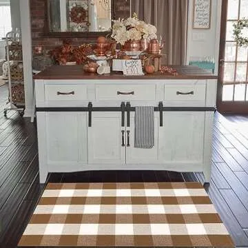 Charming CAINANEL Fall Door Mat in Buffalo Plaid Design