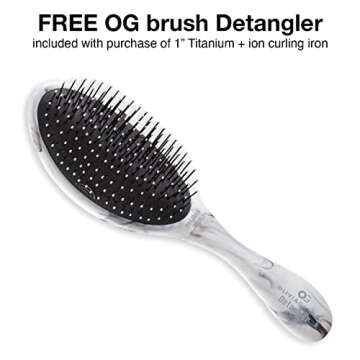 Olivia Garden Titanium + Ion 1" High Performance Professional Curling Iron Dual Voltage with Heat Resistant Heat Mat/Pouch and 1 Limited Edition Detangling Brush