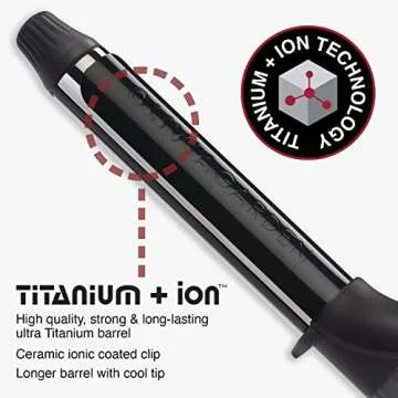Olivia Garden Titanium + Ion 1" High Performance Professional Curling Iron Dual Voltage with Heat Resistant Heat Mat/Pouch and 1 Limited Edition Detangling Brush