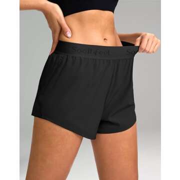 Soothfeel Women's Running Athletic Shorts with Zipper Pocket 3" Quick Dry Gym Workout Shorts for Women with Liner (Black,M)