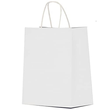 Qutuus White Gift Bags with Handles - 25 Pcs Durable and Eco-Friendly