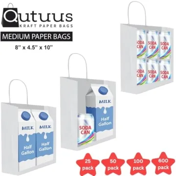 Qutuus White Gift Bags 25 Pcs Eco-Friendly and Customizable