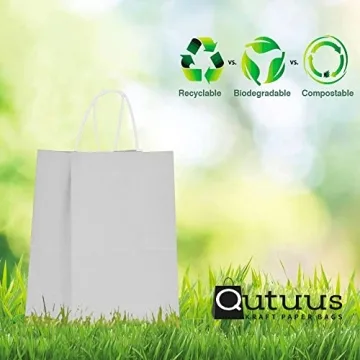 Qutuus White Gift Bags 25 Pcs Eco-Friendly and Customizable