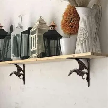 CatchDragon Heavy Duty Cast Iron Dragon Shelf Brackets