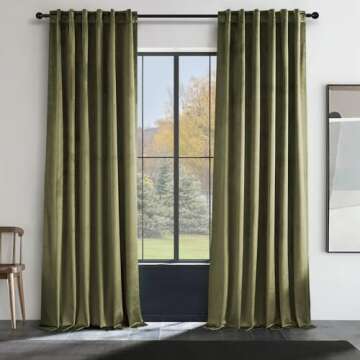 Topfinel Olive Green Velvet Curtains 84 Inches Long for Living Room,Blackout Thermal Insulated Curta...