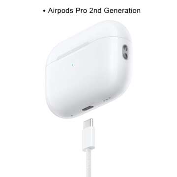 Airpods Pro 2nd Gen Charger, 20W USB C New Airpods 4 Charging Cord, USB C to USB C Woven Cable for AirPods Max 2 (2024), AirPods Pro (2nd Gen) Wireless Earbuds,iPhone 15/16 Charging Cord Power Adapter