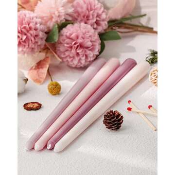 Viyffo 12 Inch Purple Taper Candles Set of 4 Unscented