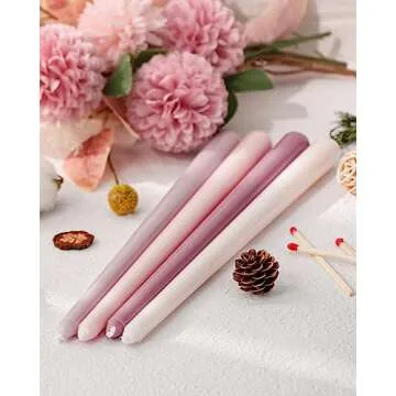 Viyffo 12 Inch Purple Taper Candles Set of 4 Unscented