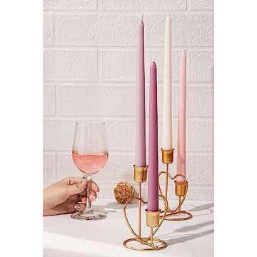 Viyffo 12 Inch Purple Taper Candles Set of 4 Unscented