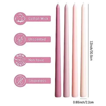 Viyffo 12 Inch Purple Taper Candles Set of 4 Unscented