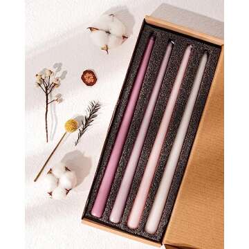 Viyffo 12 Inch Purple Taper Candles Set of 4 Unscented