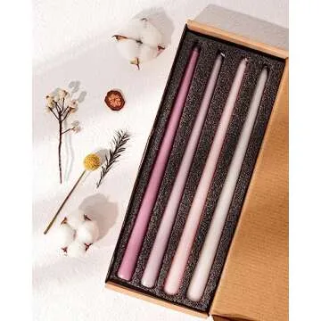 Viyffo 12 Inch Purple Taper Candles Set of 4 Unscented