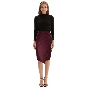 Kate Kasin Women's Stretch Bodycon Leather Skirt Merlot