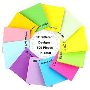 Zonon 12 Pieces Inspirational Sticky Notes 3 x 3 Inch Motivational Fun Notepads Positive Gifts for Teacher Nurse Coworkers Work Studying Supplies (Bright Style)