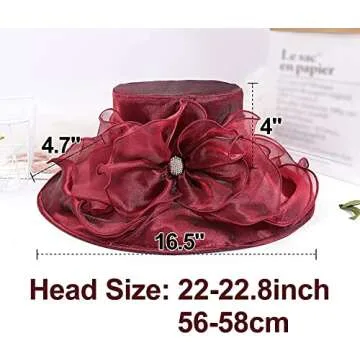 TLMNU Organza Kentucky Fascinator Hat - Women’s Wide Brim Derby Church Bridal Tea Party Wedding Hat 02Fuchsia