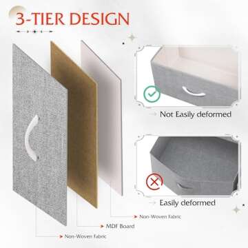 WLIVE Night Stand, Gray Nightstand with 2 Fabric Drawers, Small Dresser for Bedroom, Closet, College Dorm, End Table Side Furniture, Wood Top, Light Grey