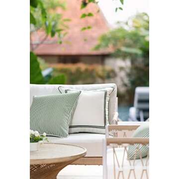 Hofdeco Premium Coastal Patio Indoor Outdoor Pillow Cover Only, 20"x20" Water Resistant for Backyard...