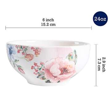 Bico Margret's Garden Ceramic Bowls Set of 4 - Perfect for Any Meal