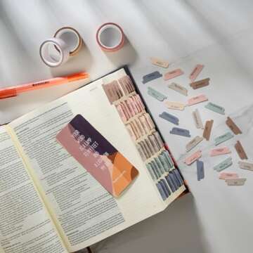 DiverseBee Laminated Bible Tabs (Petite Size, Easy to Read), Bible Study Journaling Supplies, Bible Book Tabs, 73 Bible Tabs Old and New Testament, Includes 11 Blank Tabs (Macarons)