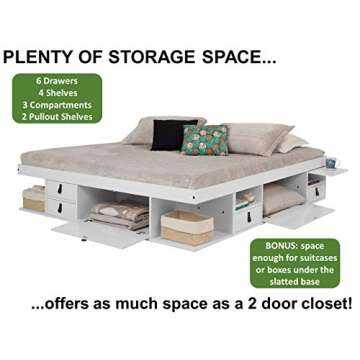 Memomad Bali Storage Platform Bed in Off White - King Size