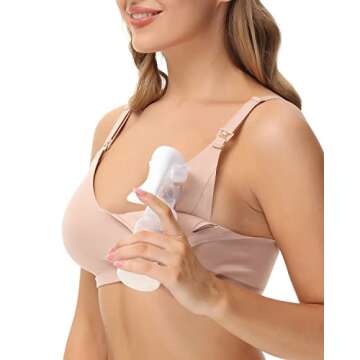 HOFISH Women's Hands Free Pumping Bra, Maternity, Nursing Bra & Everyday Bra for Breastfeeding Pumps BlackBeige S