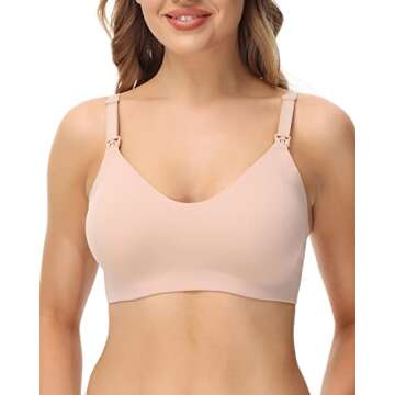 HOFISH Women's Hands Free Pumping Bra, Maternity, Nursing Bra & Everyday Bra for Breastfeeding Pumps BlackBeige S