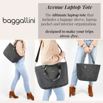 Baggallini womens Travel Avenue Tote, Charcoal, One Size US