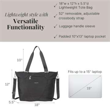 Baggallini womens Travel Avenue Tote, Charcoal, One Size US