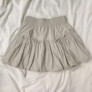 Kawaii Ruffle Lace Mini Short Skirt Elastic Black Lolita Japanese Y2K Gothic Cute (US, Alpha, Medium, Regular, Regular, Gray)