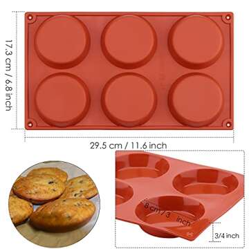 Ocmoiy Silicone Muffin Top Pans/Egg Molds for Baking Non-Stick 3" Round Silicone Mold for Muffins, E...