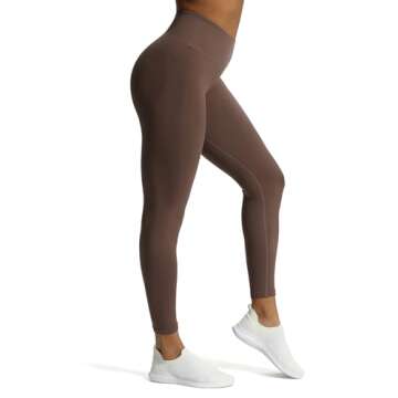 Aoxjox Workout Seamless Leggings for Women High Waisted Fitness Yoga Contour Sculpt Pants 22" (Fudge Coffee, Small)