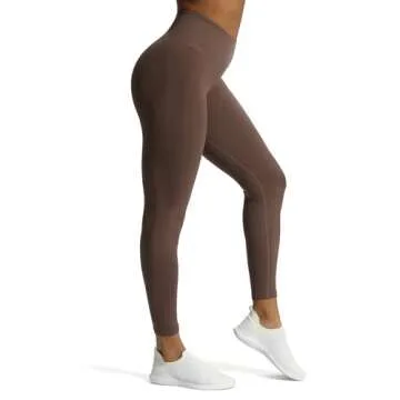 Aoxjox Workout Seamless Leggings for Women High Waisted Fitness Yoga Contour Sculpt Pants 22" (Fudge Coffee, Small)