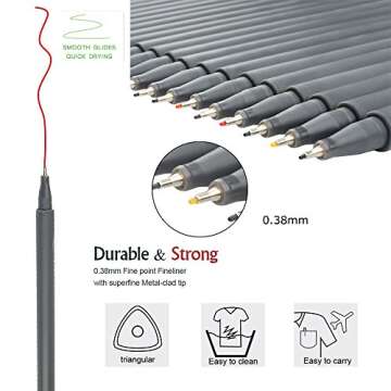 Taotree 24 Fineliner Color Pens, Fine Line Colored Sketch Writing Drawing Pens for Journaling Planne...