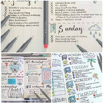 Taotree 24 Fineliner Color Pens, Fine Line Colored Sketch Writing Drawing Pens for Journaling Planner Note Taking Adult Coloring Books, Porous Fine Point Markers, School Office Teacher Art Supplies