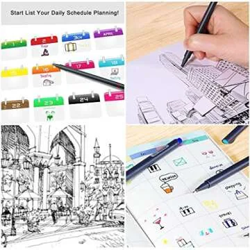 Taotree 24 Fineliner Color Pens, Fine Line Colored Sketch Writing Drawing Pens for Journaling Planner Note Taking Adult Coloring Books, Porous Fine Point Markers, School Office Teacher Art Supplies
