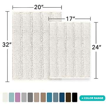 Turquoize Chenille Bathroom Rugs Set Non-Slip Bath Mats for Bathroom Extra Soft and Absorbent Shaggy...