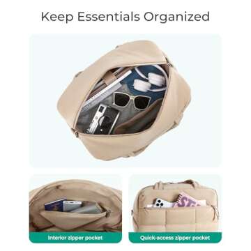 BAGSMART Puffer Travel Duffel Bag, Small Gym Bag for Women, Water-resistant Weekender with Shoe Compartment, Pink