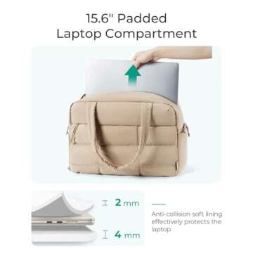 BAGSMART Puffer Travel Duffel Bag, Small Gym Bag for Women, Water-resistant Weekender with Shoe Compartment, Pink