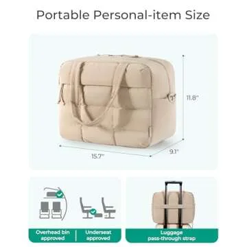 BAGSMART Puffer Travel Duffel Bag, Small Gym Bag for Women, Water-resistant Weekender with Shoe Compartment, Pink