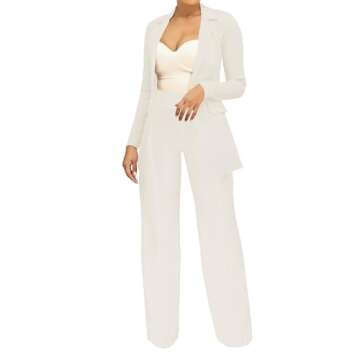 PINSV Women's High Waisted Stretchy Bootcut Pull On Dress Pants Casual Work Pants 3257 White XL