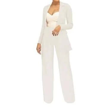 PINSV Women's High Waisted Stretchy Bootcut Pull On Dress Pants Casual Work Pants 3257 White XL