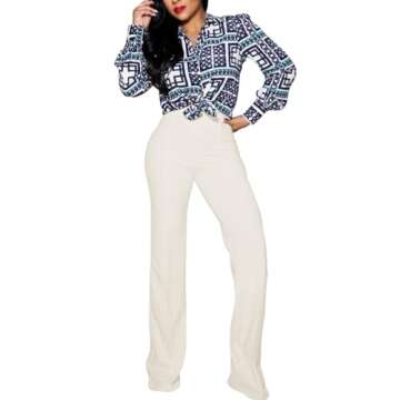 PINSV Women's High Waisted Stretchy Bootcut Pull On Dress Pants Casual Work Pants 3257 White XL