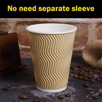 Disposable Paper Coffee Cups with Lids - 100 Pack