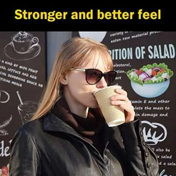 Disposable Paper Coffee Cups with Lids - 100 Pack