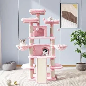 Allewie 68 Inches Cat Tree/House and Towers for Big Feline/Scratching Post/Multi-Level Large Kitty C...