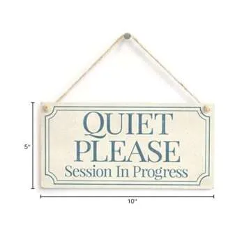 Meijiafei Quiet Please Session in Progress - Functional Small Office/Home Treatment Room Hanging Door Sign 10"x5"