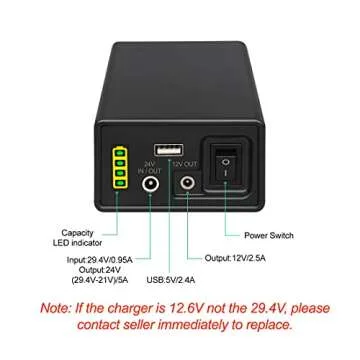 Talentcell 24V Lithium ion Battery PB240B1, Rechargeable 42980mAh 156Wh Li-ion Batteries Pack with DC 24V/12 Volt and 5V USB Output for LED Light Strip, CCTV Camera, Smartphone and More