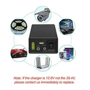 Talentcell 24V Lithium ion Battery PB240B1, Rechargeable 42980mAh 156Wh Li-ion Batteries Pack with DC 24V/12 Volt and 5V USB Output for LED Light Strip, CCTV Camera, Smartphone and More